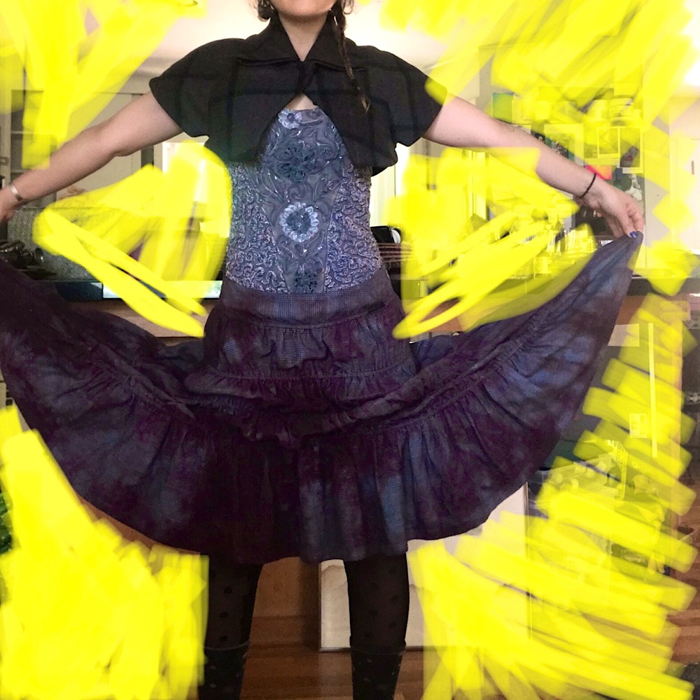 Romantic wool Fornarina hand dyed maxi skirt (M)